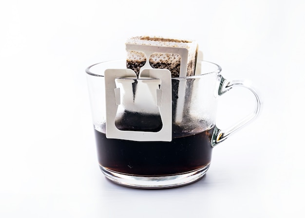 Brewed coffee on a glass