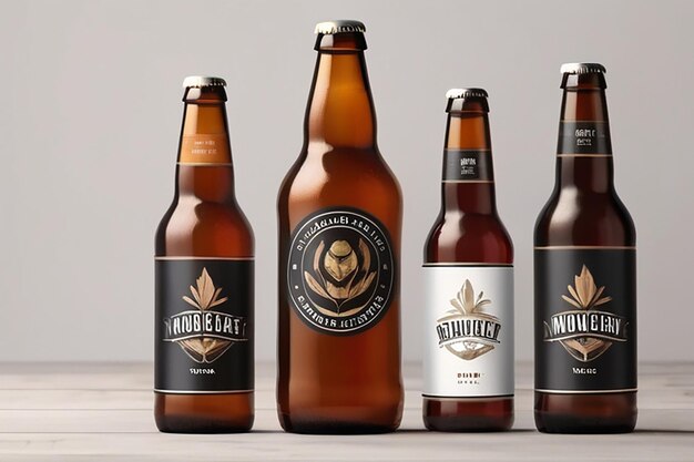 Brewery Branding Mockup Met het logo op bieretiketten, kraanhandgrepen en brouwerijborden