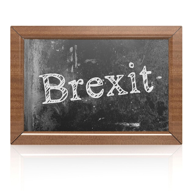 Foto brexit geschreven op blackboard