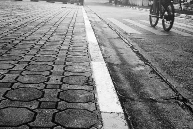 Brick blocks used to make footpaths on the roadside.