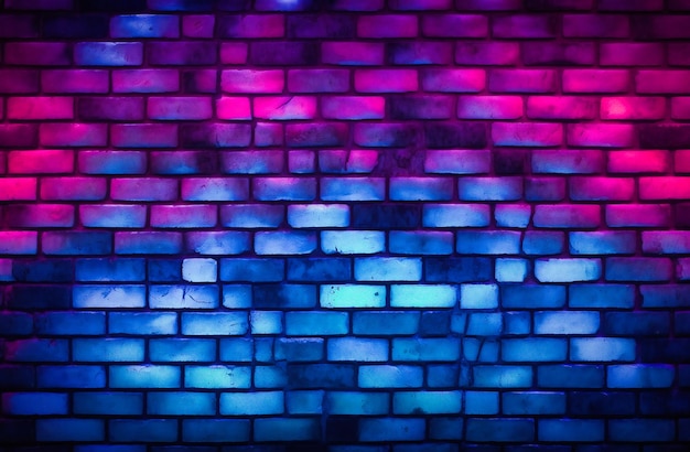 A brick brick wall for background with red and blue lights