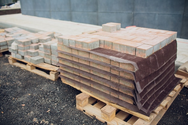 Brick for building in construction site.