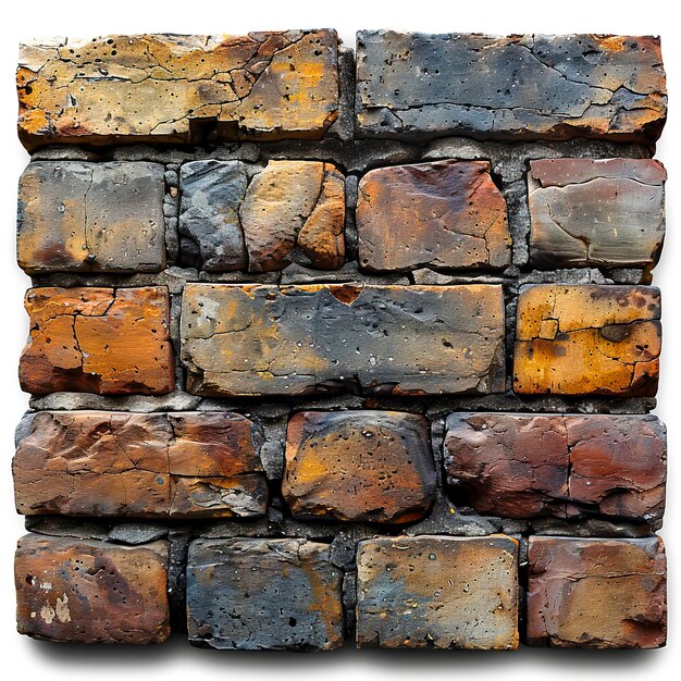 Brick by Brick Isolated Images on Transparent or White Backgrounds