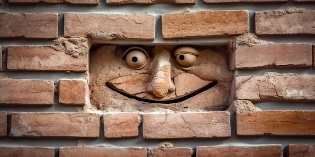 Brick face with a pleasant expression