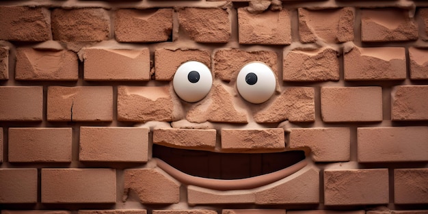 Brick face with a pleasant expression