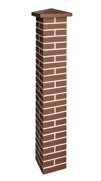 Photo brick fence pillar column isolated on white background