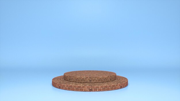 Brick podium pedestal on blue background Premium Photo