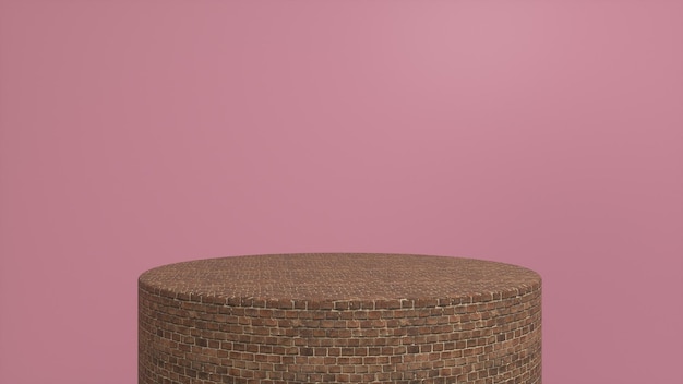 Кирпичный пьедестал на розовом фоне Premium Фотографии