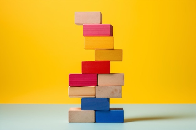 Brick toy education concept block wood wooden build school stack