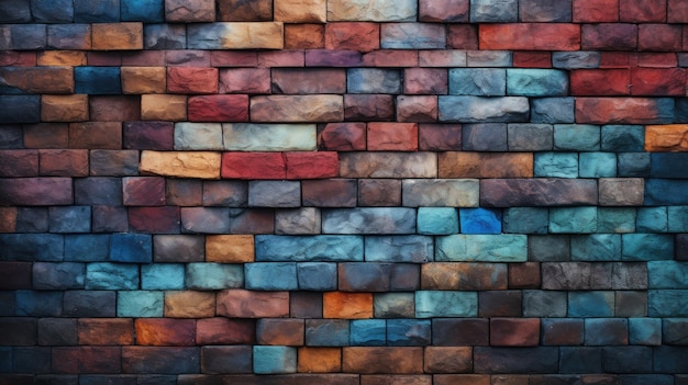 Brick wall background bold colorful grunge texture or pattern for design Generative ai