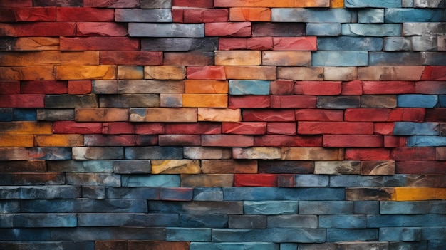 Brick wall background brilliant colors grunge texture or pattern for design Generative ai