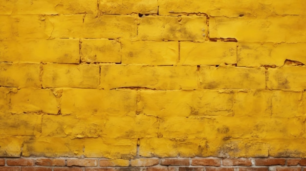 Brick wall background canary yellow colorful grunge texture or pattern for design generative ai