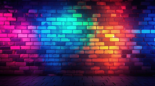 Brick wall background fluorescent grunge texture or pattern for design backdrop generative ai