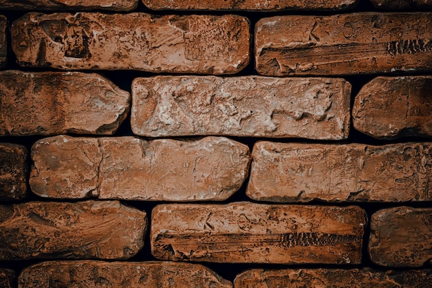 Brick wall closeup Abstract red brick background