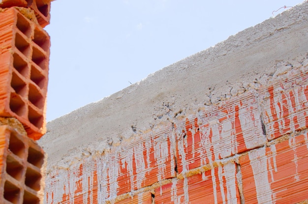 Brick wall under construction of brazilian house brick under construction in brazil blocks or bricks