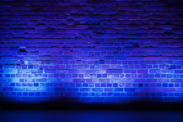 Photo brick wall in hyper blue neon colors