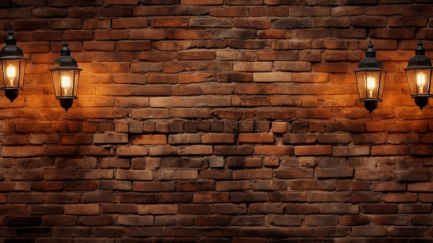 Brick wall and lamps background