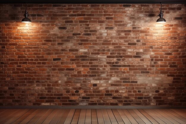 Brick wall and lamps interior