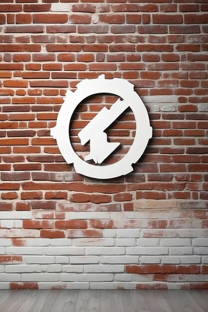 Photo brick wall logo decal mockup with blank white empty space for placing your design