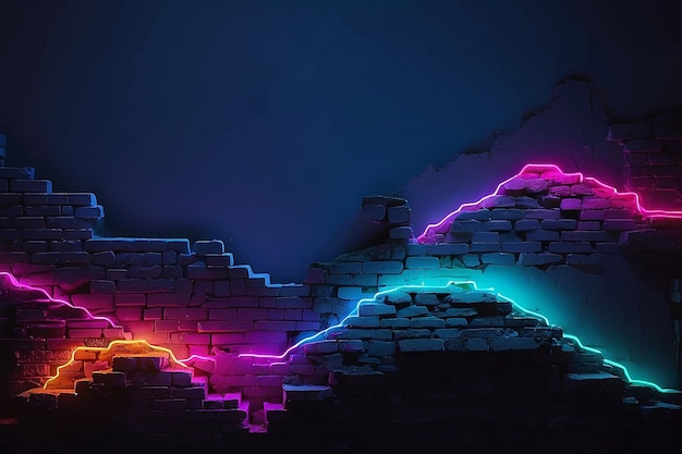 Brick wall in neon light