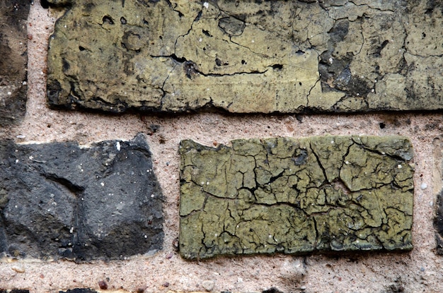 Brick wall old ruined building Building ready to be demolished Texture Empty background