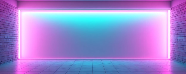 Brick wall pattern background with neon light frame