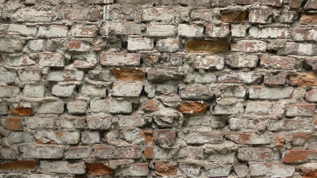 Photo brick wall of red color, wide panorama of masonry