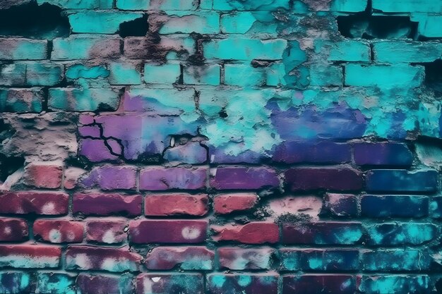 Photo brick wall texture in graffiti paint neural network ai generated