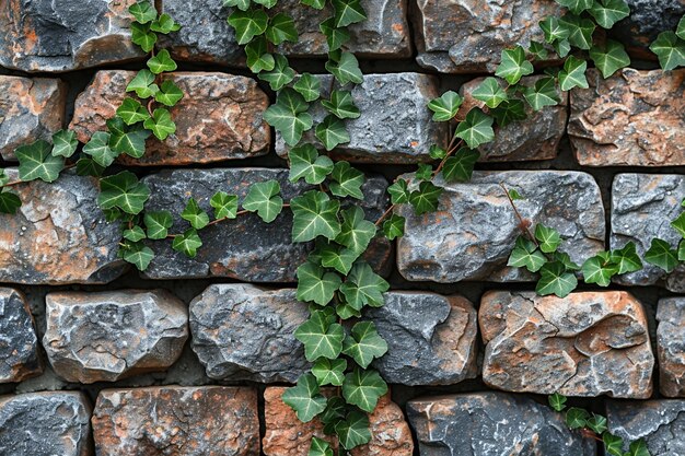 Brick Wall Texture with Foliage