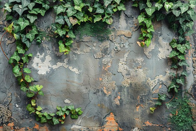 Brick Wall Texture with Plants