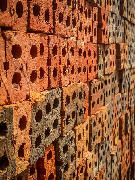 Brick wall texturean assortment of old bricks in constructionbackground