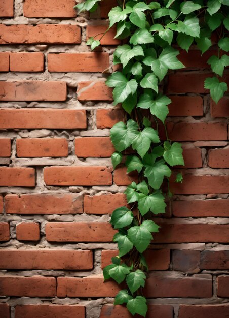 Brick Wall and Vine Texture Background