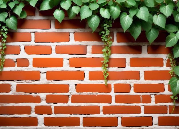 Brick Wall and Vine Texture Background