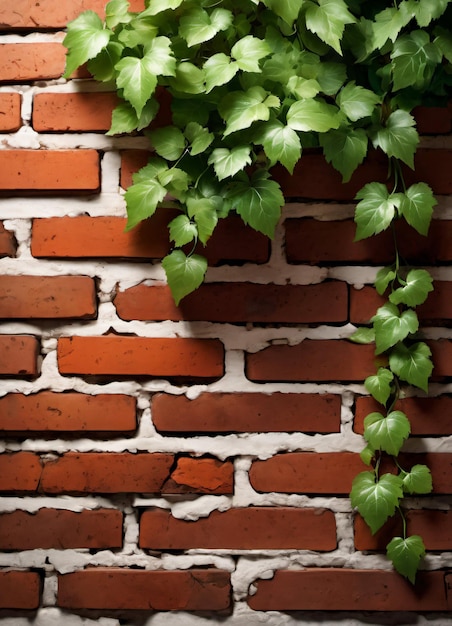 Brick Wall and Vine Texture Background