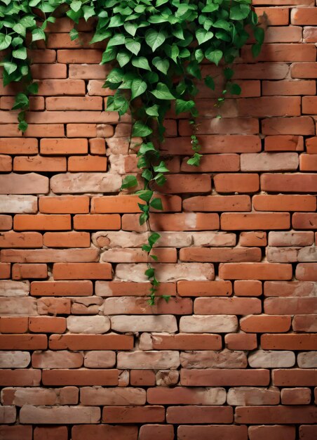 Brick Wall and Vine Texture Background