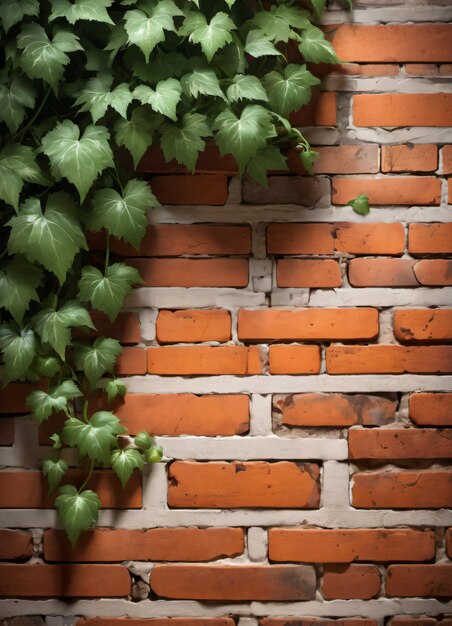 Brick wall and vine texture background