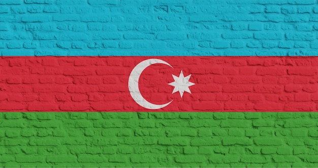 Brick Wall With Flag Of Azerbaijan