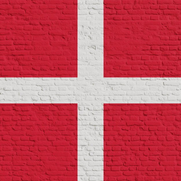 Brick Wall With Flag Of Denmark