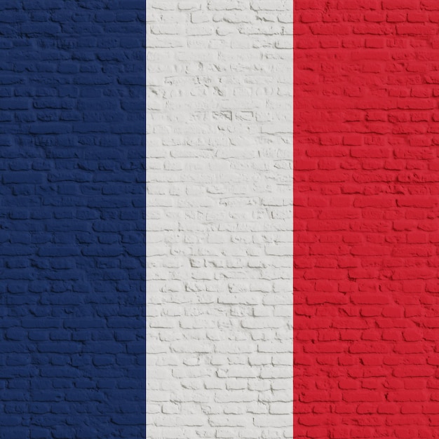 Brick Wall With Flag Of France