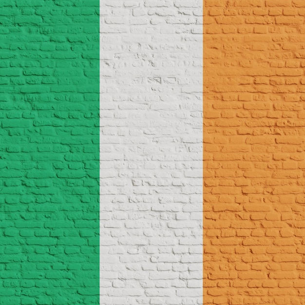 Brick Wall With Flag Of Ireland