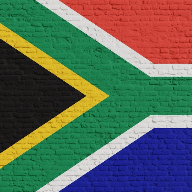 Brick Wall With Flag Of South Africa