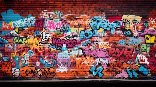 Brick Wall with Graffiti Backdrop