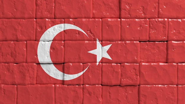 トルコの国旗が描かれたレンガの壁
