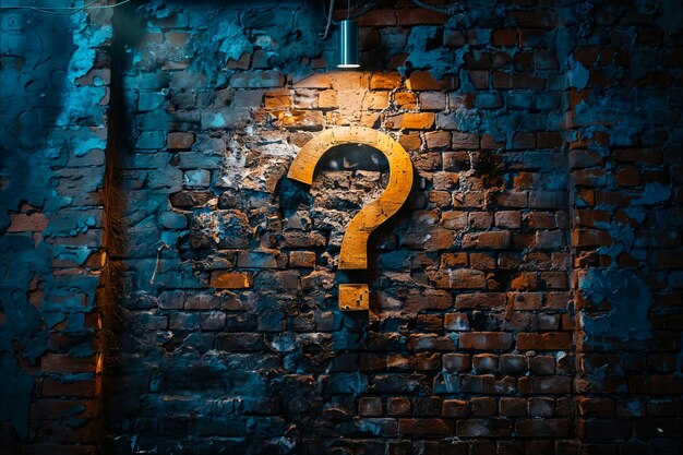 Photo a brick wall with a question mark on it