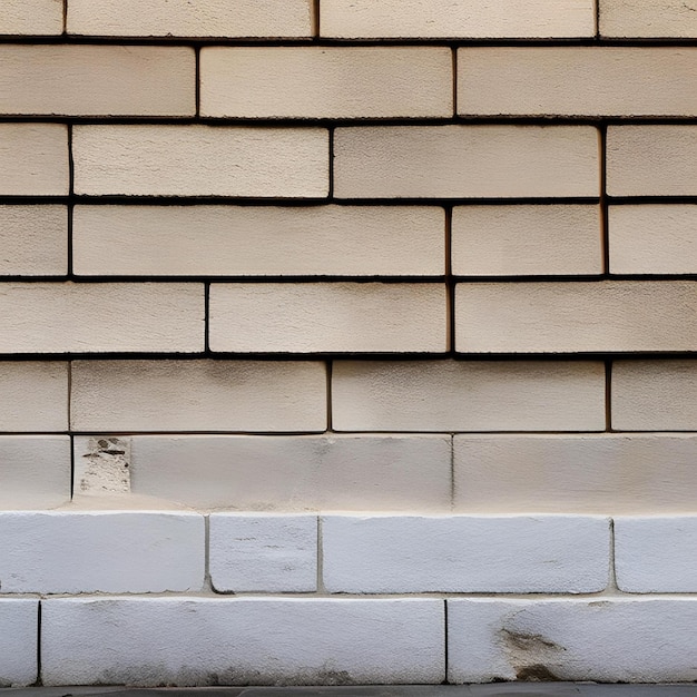 A brick wall with white bricks and a blue one on it.