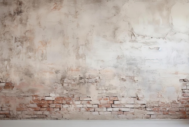 Foto un muro di mattoni con intonaco bianco e vernice nello stile di marrone chiaro e rosso