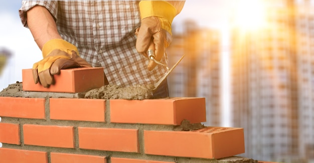 Bricklayer constructor architecture background block brick bricklaying