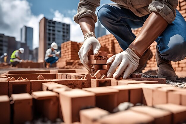 Bricks are falling on a person at a construction site Generative AI