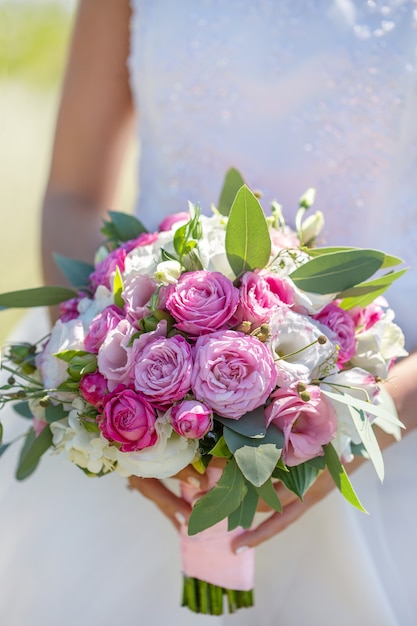 Bridal bouquet of fresh flowers. Wedding concept