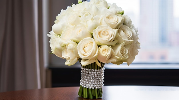 bridal bouquet of white roses